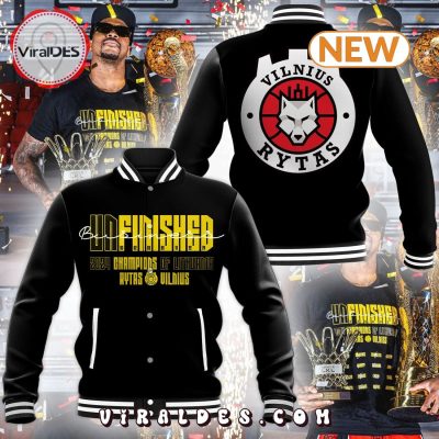 BC Rytas Unfinished Champions 2023 2024 Black Baseball Jacket