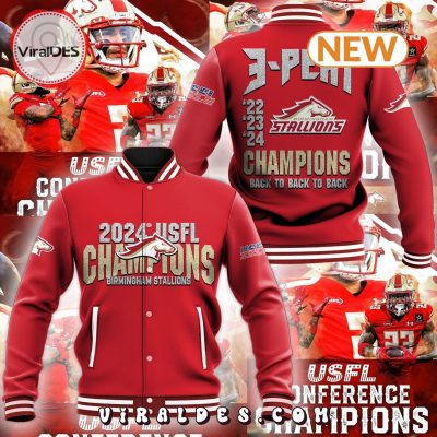 Birmingham Stallions 2024 Conference Champions Red Baseball Jacket