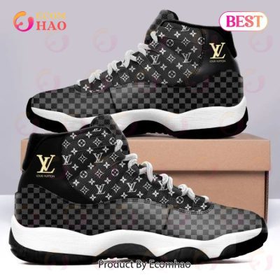 Black Monogram Louis Vuitton Air Jordan 11 Sneakers Shoes Hot 2023 LV Gifts For Men Women