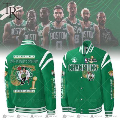Boston Celtics 2024 NBA Finals Champions Baseball Jacket - Lucky Green