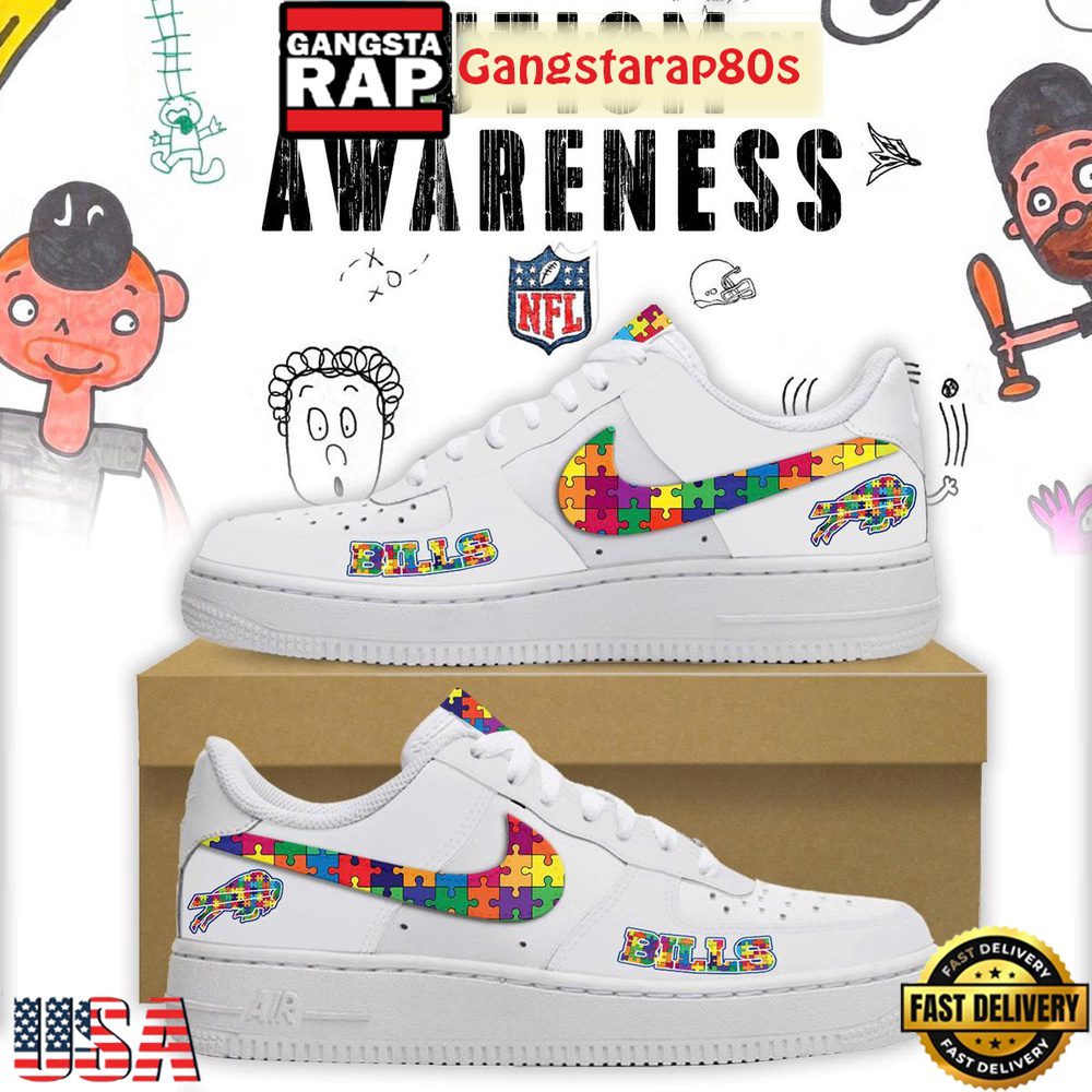 Buffalo Bills Autism Awareness Limited Edition Air Force 1 Sneakers Shoes Buffalo Bills Autism Awareness Limited Edition Air Force 1 Sneakers Shoes