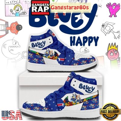 Buffalo Bills x Bluey Autism Limited Edition Air Jordan 1 Sneakers Shoes