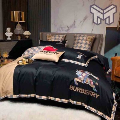 Burberry Bedding Sets, Burberry Black Luxury Fashion Brand Bedding Set