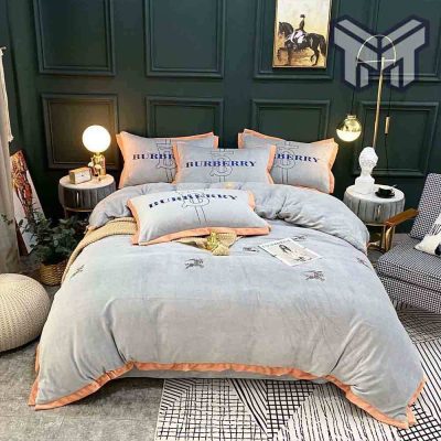 Burberry Bedding Sets, Burberry Grey Fashion New Bedding Set Quilt Sets Duvet Cover Luxury Brand