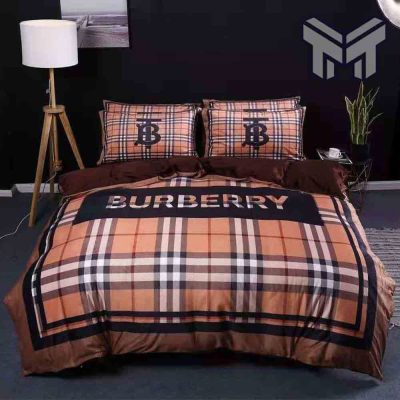 Burberry Bedding Sets, Burberry Luxury Logo Fashion Brand Premium Bedding Set Home Decor