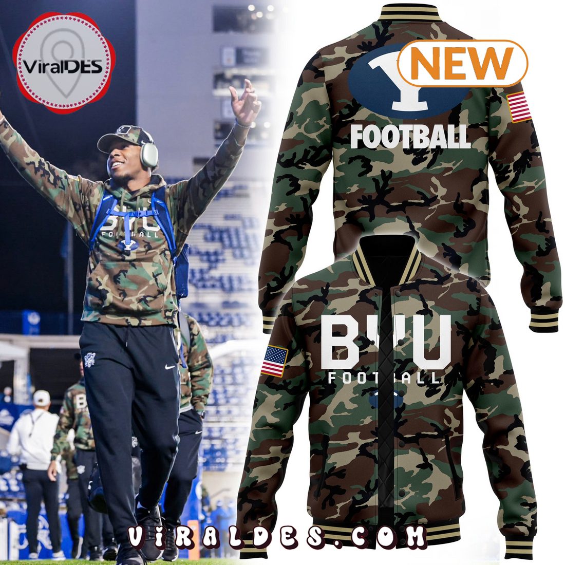 BYU Cougars Nike Camo 2024 Salute To Service Baseball Jacket BYU Cougars Nike Camo 2024 Salute To Service Baseball Jacket