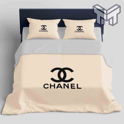 Chanel Bedding Sets, Chanel Beige Fashion Luxury Brand Bedding Set Home Decor
