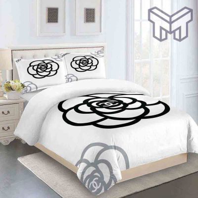 Chanel Bedding Sets, Chanel Big Flowers Luxury Brand Premium Bedding Set Duvet Cover Home Decor