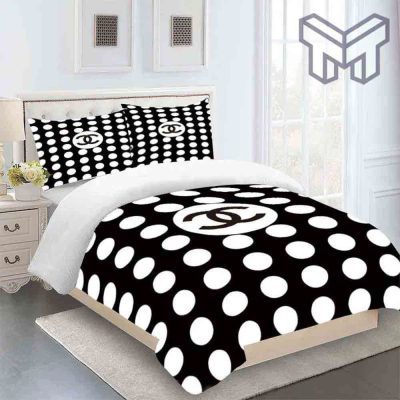 Chanel Bedding Sets, Chanel Black Circule Luxury Brand Premium Bedding Set Duvet Cover Home Decor