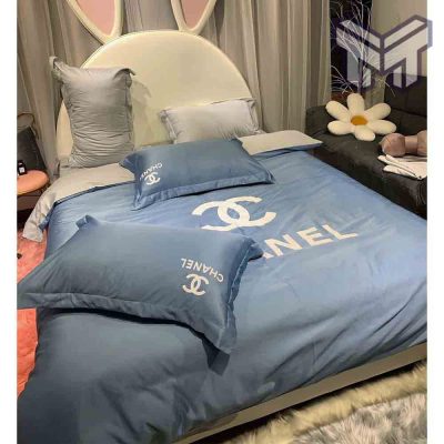 Chanel Bedding Sets, Chanel Blue Bedding 3D Printed Bedding Sets Quilt Sets Duvet Cover Luxury