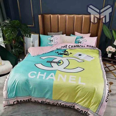 Chanel Bedding Sets, Chanel Blue Yellow Bedding 3D Printed Bedding Sets Quilt Sets Duvet Cover
