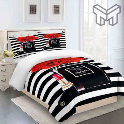 Chanel Bedding Sets, Chanel Coco Noir Paris Luxury Brand Premium Bedding Set Duvet Cover Home Decor