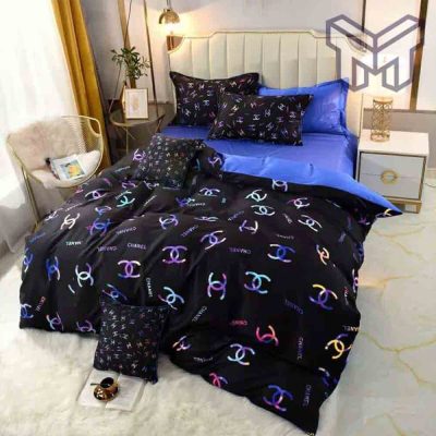Chanel Bedding Sets, Chanel Colorful Black Luxury Brand Bedding Set Duvet Cover Home Decor