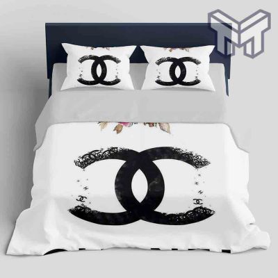 Chanel Bedding Sets, Chanel Flower Fashion White Luxury Brand Bedding Set Home Decor