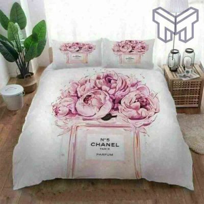 Chanel Bedding Sets, Chanel Flowers Hot Bedding Sets Luxury Brand Bedding Decor Bedroom Sets