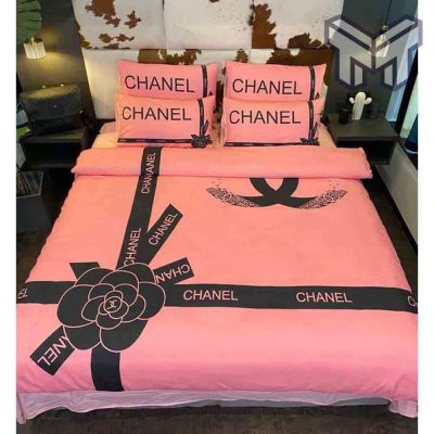 Chanel Bedding Sets, Chanel Italian Rose Pinky Luxury Brand Inspired 3D Bedding Sets Duvet Cover