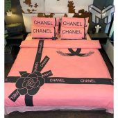 Chanel Bedding Sets, Chanel Italian Rose Pinky Luxury Brand Inspired 3D Bedding Sets Duvet Cover