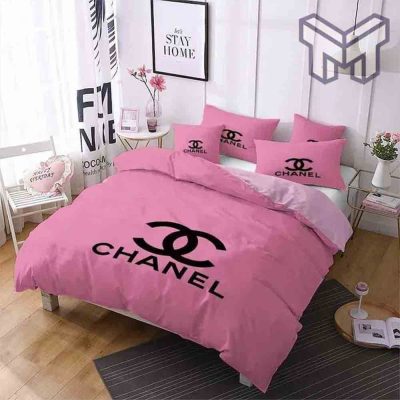 Chanel Bedding Sets, Chanel Light Pink Printed Bedding Sets Quilt Sets Duvet Cover Luxury Brand