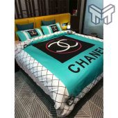 Chanel Bedding Sets Chanel Logo Cyan Luxury Brand Bedding Set Duvet Cover Home Decor 1.jpg - demo10