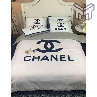 Chanel Bedding Sets, Chanel Navy Logo Bedding 3D Printed Bedding Sets Quilt Sets Duvet Cover