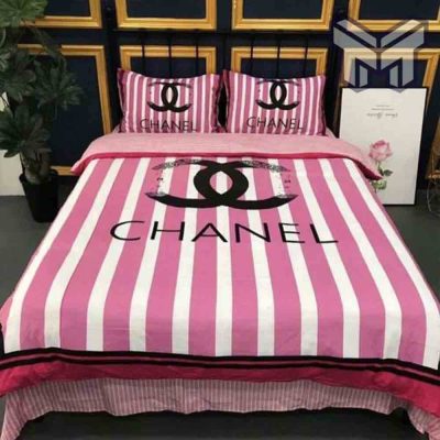 Chanel Bedding Sets, Chanel Pink White Luxury Brand Bedding Set Home Decor