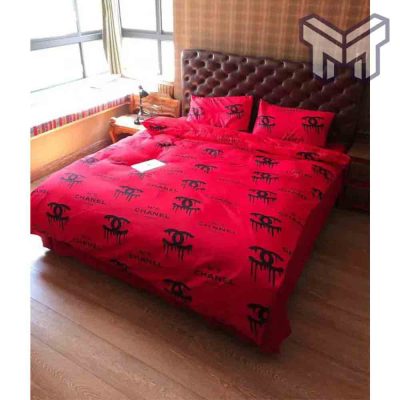 Chanel Bedding Sets, Chanel Red Dirty Logo Bedding 3D Printed Bedding Sets Quilt Sets Duvet Cover