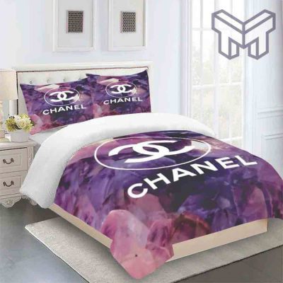 Chanel Bedding Sets, Chanel Violet Luxury Brand Premium Bedding Set Duvet Cover Home Decor