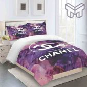 Chanel Bedding Sets, Chanel Violet Luxury Brand Premium Bedding Set Duvet Cover Home Decor