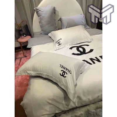 Chanel Bedding Sets, Chanel White Bedding 3D Printed Bedding Sets Quilt Sets Duvet Cover Luxury