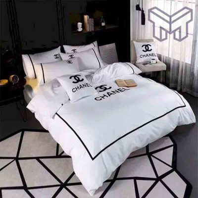 Chanel Bedding Sets, Chanel White Bedding Sets Quilt Sets Duvet Cover Luxury Brand Bedding Decor