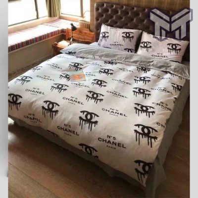 Chanel Bedding Sets, Chanel White Dirty Logo Bedding 3D Printed Bedding Sets Quilt Sets