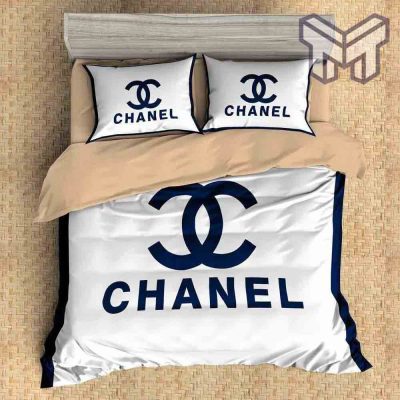 Chanel Bedding Sets, Chanel White In Blue Luxury Brand High-End Bedding Set Home Decor
