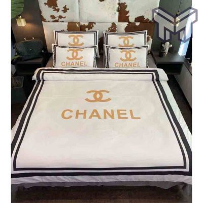 Chanel Bedding Sets, Chanel White Printed Bedding Sets Quilt Sets Duvet Cover Luxury Brand Bedding