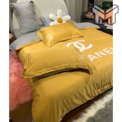 Chanel Bedding Sets, Chanel Yellow Bedding 3D Printed Bedding Sets Quilt Sets Duvet Cover Luxury