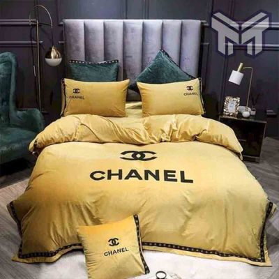 Chanel Bedding Sets, Chanel Yellow Printed Bedding Sets Quilt Sets Duvet Cover Luxury Brand