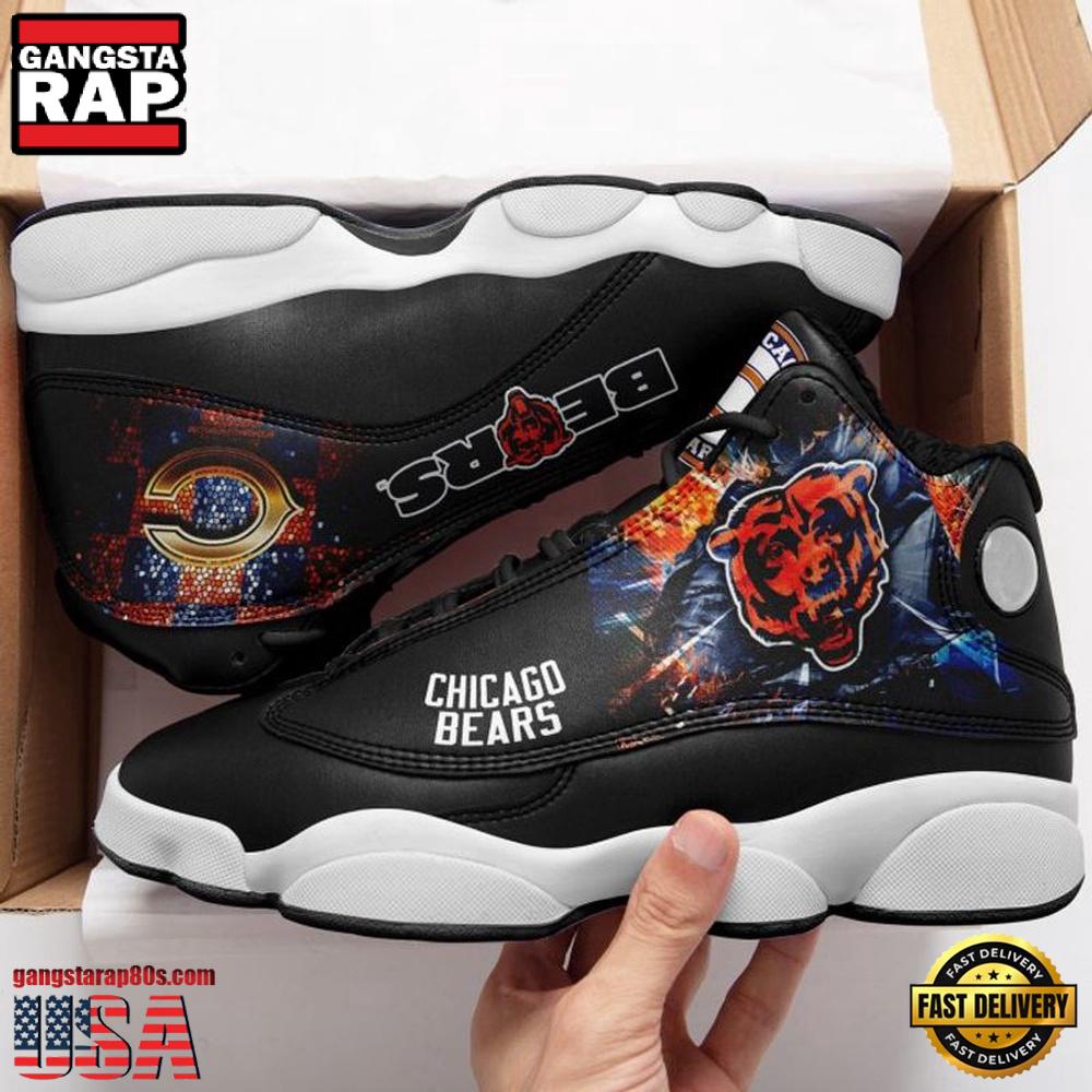 NFL Chicago Bears Black New Design Air Jordan 13 Running Sneakers Shoes NFL Chicago Bears Black New Design Air Jordan 13 Running Sneakers Shoes