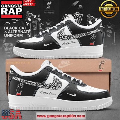 Cincinnati Bearcats Black Cat Special Custom Air Force 1 Running Sneakers Shoes