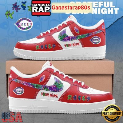 Cincinnati Reds x Grateful Dead Night Custom Limited Edition Air Force 1 Sneakers Shoes