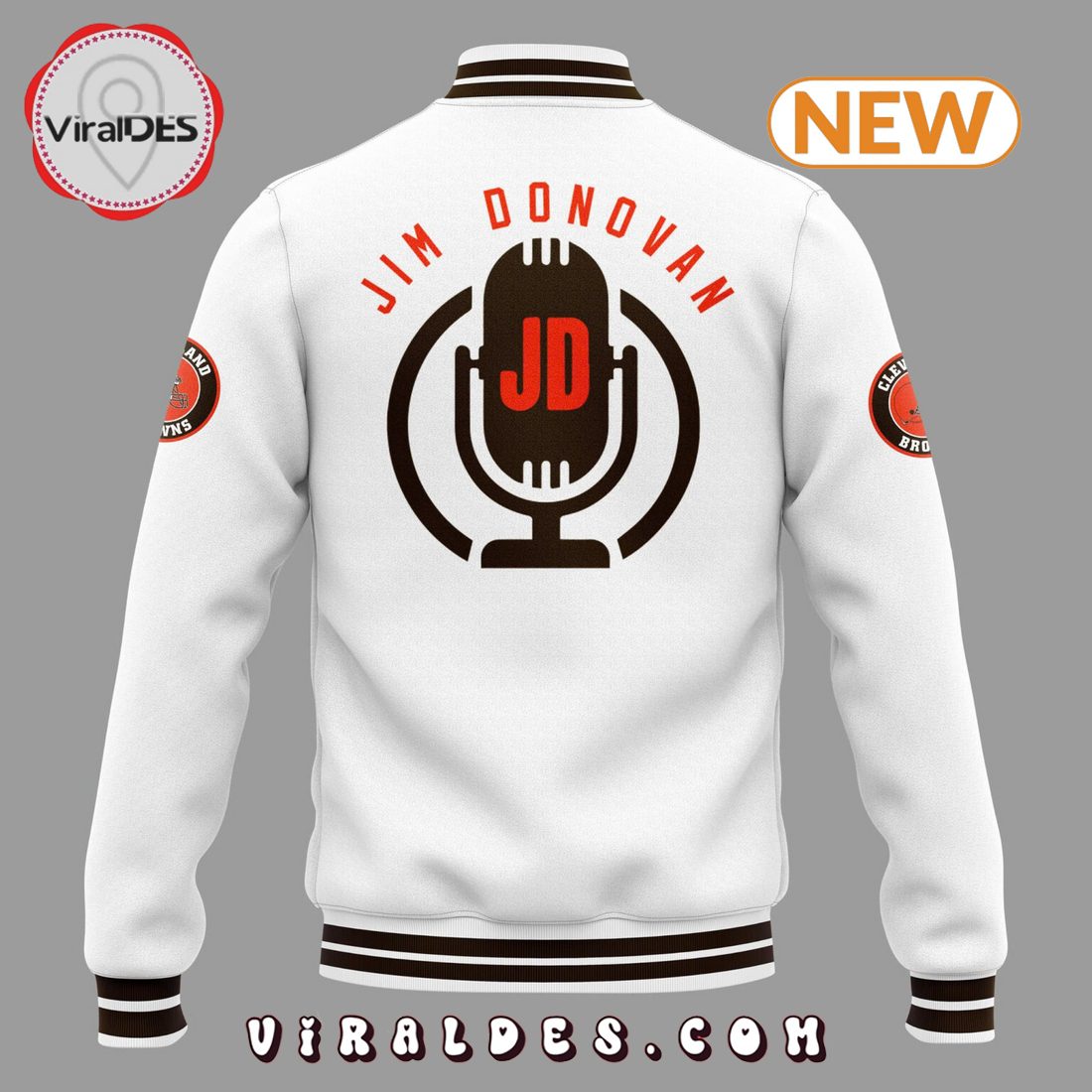 Cleveland Browns Jim Donovan Voice Baseball Jacket Cleveland Browns Jim Donovan Voice Baseball Jacket