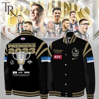 Collingwood Football Club Premiers 2023 Champions AFL 2023 Baseball Jacket - Black