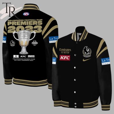 Collingwood Football Club Premiers 2023 Champions AFL 2023 Baseball Jacket - Black