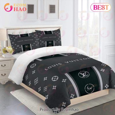 Comforter Sets Beautiful Gray Black Louis Vuitton Bedding Set