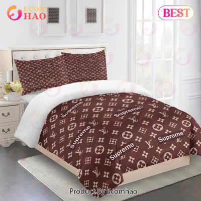 Comforter Sets Brown Supreme Logo Full Louis Vuitton Bedding Set