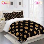 Comforter Sets Dark Beig And Black Full Louis Vuitton Bedding Set