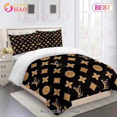 Comforter Sets Dark Beig And Black Full Louis Vuitton Bedding Set