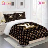 Comforter Sets Golden Logo White Full Louis Vuitton Bedding Set