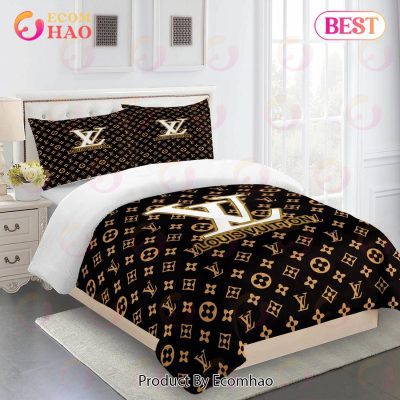 Comforter Sets Golden Logo White Full Louis Vuitton Bedding Set Home Decoration