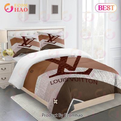 Comforter Sets Striped Beige Logo Full Louis Vuitton Bedding Set Home Decoration