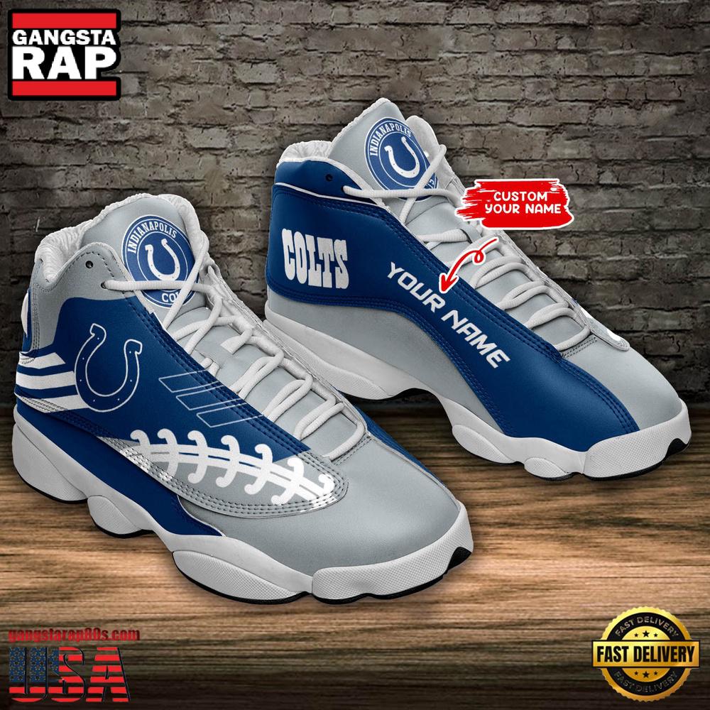 NFL Custom Name Indianapolis Colts New Design Air Jordan 13 Running Sneakers For Men Women NFL Custom Name Indianapolis Colts New Design Air Jordan 13 Running Sneakers For Men Women
