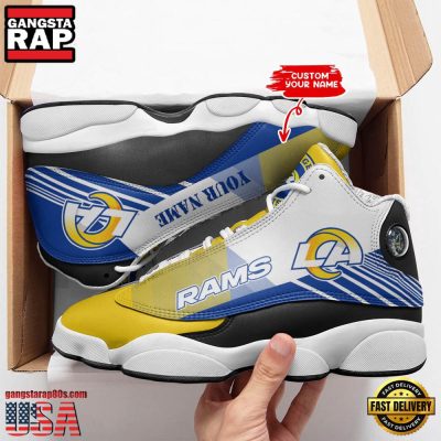 NFL Custom Name Los Angeles Rams New Design Air Jordan 13 Running Sneakers For Men Women